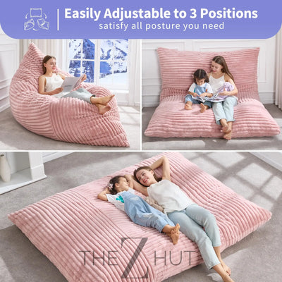 Hobestluk 3 in 1 Bean Bag Chair Giant Bean Bag Chairs Convertible Bean Bag Floor Cushion with Machine Washable Cover, Beanbag Chairs for Adult (Dark Grey) THE Z HUT