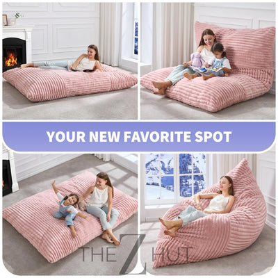 Hobestluk 3 in 1 Bean Bag Chair Giant Bean Bag Chairs Convertible Bean Bag Floor Cushion with Machine Washable Cover, Beanbag Chairs for Adult (Dark Grey) THE Z HUT