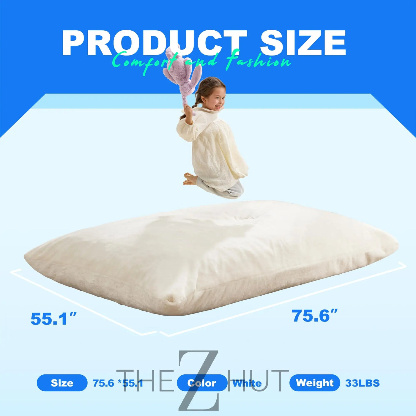 Hobestluk 3 in 1 Bean Bag Chair Giant Bean Bag Chairs Convertible Bean Bag Floor Cushion with Machine Washable Cover, Beanbag Chairs for Adult (Dark Grey) THE Z HUT