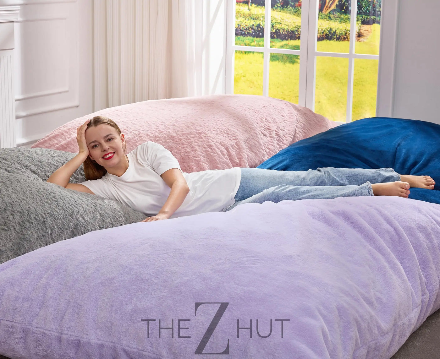 Hobestluk 3 in 1 Bean Bag Chair Giant Bean Bag Chairs Convertible Bean Bag Floor Cushion with Machine Washable Cover, Beanbag Chairs for Adult (Dark Grey) THE Z HUT