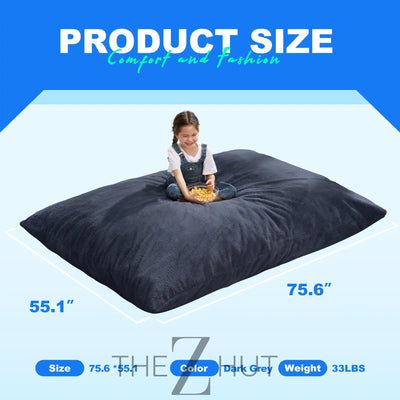 Hobestluk 3 in 1 Bean Bag Chair Giant Bean Bag Chairs Convertible Bean Bag Floor Cushion with Machine Washable Cover, Beanbag Chairs for Adult (Dark Grey) THE Z HUT