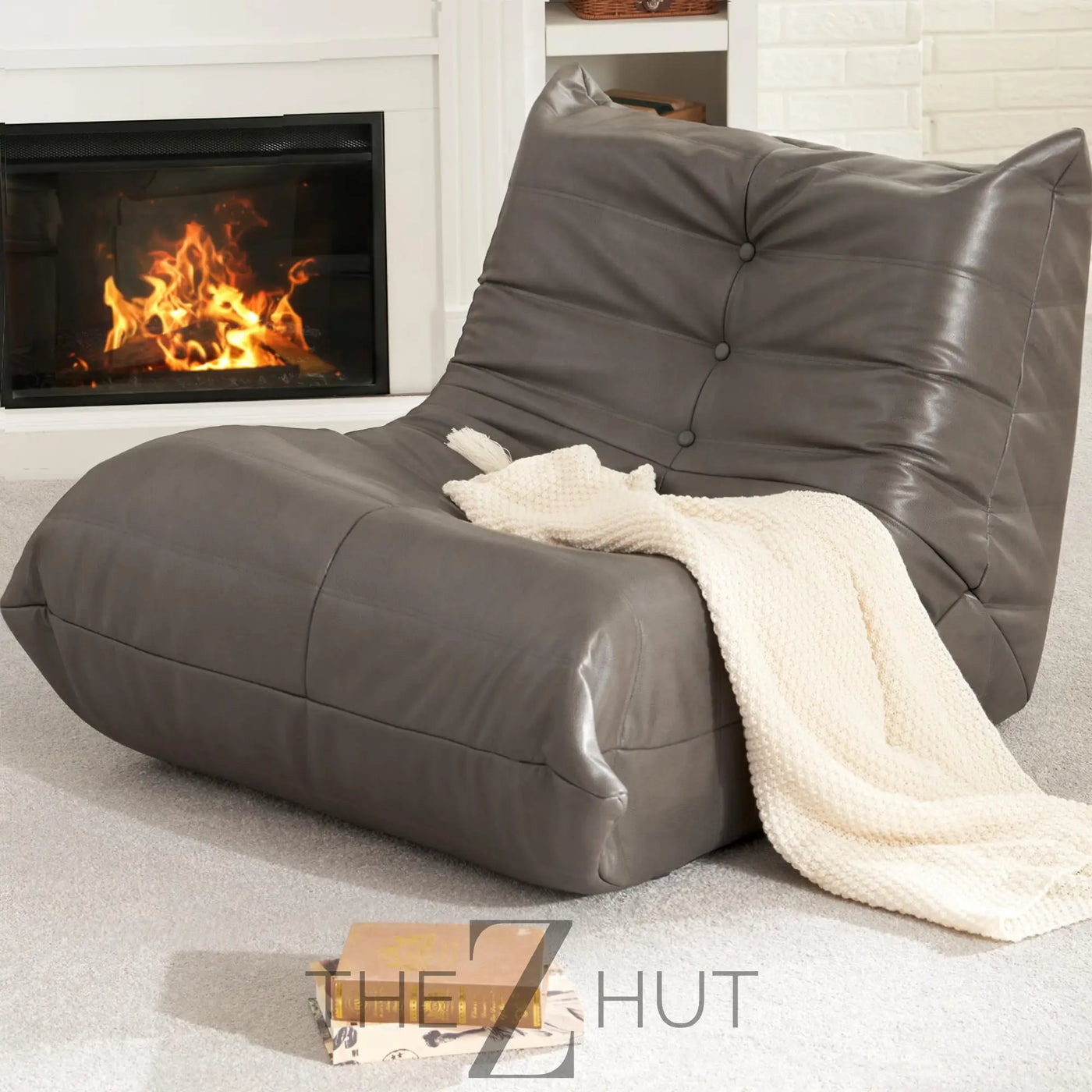 Hobestluk Bean Bag Chair Giant Bean Bag Sofa Memory Foam Bean Bag Chairs for Adults, Bean Bag Couches Faux Leather Bean Bag Chairs for Living Room Bedroom Dorm Office (Brown) THE Z HUT