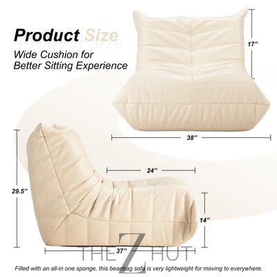 Hobestluk Bean Bag Chair Giant Bean Bag Sofa Memory Foam Bean Bag Chairs for Adults, Bean Bag Couches Faux Leather Bean Bag Chairs for Living Room Bedroom Dorm Office (Brown) THE Z HUT