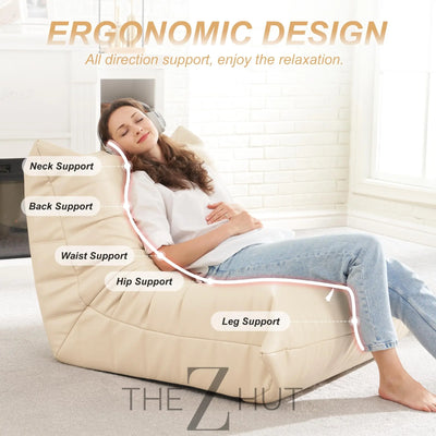 Hobestluk Bean Bag Chair Giant Bean Bag Sofa Memory Foam Bean Bag Chairs for Adults, Bean Bag Couches Faux Leather Bean Bag Chairs for Living Room Bedroom Dorm Office (Brown) THE Z HUT