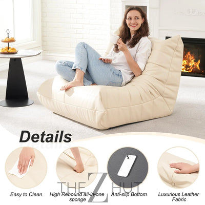 Hobestluk Bean Bag Chair Giant Bean Bag Sofa Memory Foam Bean Bag Chairs for Adults, Bean Bag Couches Faux Leather Bean Bag Chairs for Living Room Bedroom Dorm Office (Brown) THE Z HUT