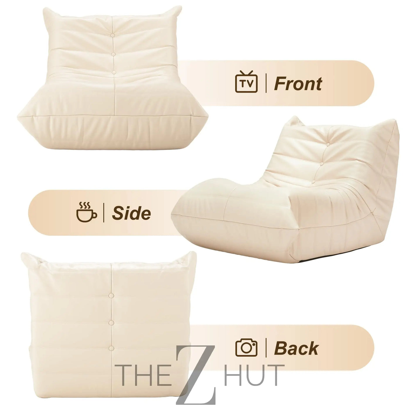 Hobestluk Bean Bag Chair Giant Bean Bag Sofa Memory Foam Bean Bag Chairs for Adults, Bean Bag Couches Faux Leather Bean Bag Chairs for Living Room Bedroom Dorm Office (Brown) THE Z HUT