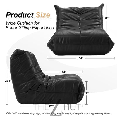 Hobestluk Bean Bag Chair Giant Bean Bag Sofa Memory Foam Bean Bag Chairs for Adults, Bean Bag Couches Faux Leather Bean Bag Chairs for Living Room Bedroom Dorm Office (Brown) THE Z HUT
