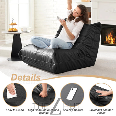 Hobestluk Bean Bag Chair Giant Bean Bag Sofa Memory Foam Bean Bag Chairs for Adults, Bean Bag Couches Faux Leather Bean Bag Chairs for Living Room Bedroom Dorm Office (Brown) THE Z HUT