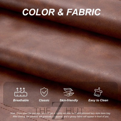 Hobestluk Bean Bag Chair Giant Bean Bag Sofa Memory Foam Bean Bag Chairs for Adults, Bean Bag Couches Faux Leather Bean Bag Chairs for Living Room Bedroom Dorm Office (Brown) THE Z HUT