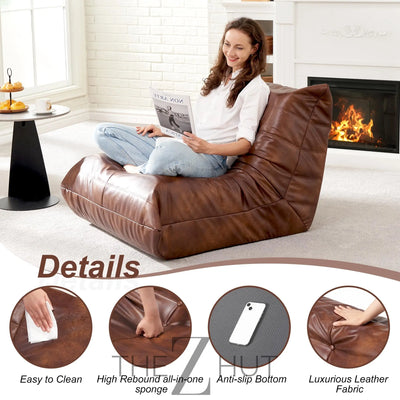 Hobestluk Bean Bag Chair Giant Bean Bag Sofa Memory Foam Bean Bag Chairs for Adults, Bean Bag Couches Faux Leather Bean Bag Chairs for Living Room Bedroom Dorm Office (Brown) THE Z HUT