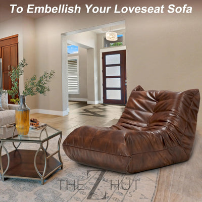 Hobestluk Bean Bag Chair Giant Bean Bag Sofa Memory Foam Bean Bag Chairs for Adults, Bean Bag Couches Faux Leather Bean Bag Chairs for Living Room Bedroom Dorm Office (Brown) THE Z HUT
