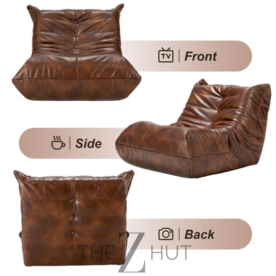 Hobestluk Bean Bag Chair Giant Bean Bag Sofa Memory Foam Bean Bag Chairs for Adults, Bean Bag Couches Faux Leather Bean Bag Chairs for Living Room Bedroom Dorm Office (Brown) THE Z HUT