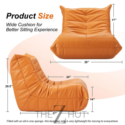 Hobestluk Bean Bag Chair Giant Bean Bag Sofa Memory Foam Bean Bag Chairs for Adults, Bean Bag Couches Faux Leather Bean Bag Chairs for Living Room Bedroom Dorm Office (Brown) THE Z HUT