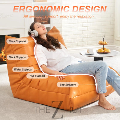 Hobestluk Bean Bag Chair Giant Bean Bag Sofa Memory Foam Bean Bag Chairs for Adults, Bean Bag Couches Faux Leather Bean Bag Chairs for Living Room Bedroom Dorm Office (Brown) THE Z HUT