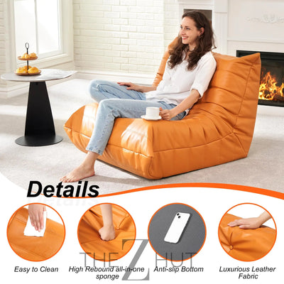 Hobestluk Bean Bag Chair Giant Bean Bag Sofa Memory Foam Bean Bag Chairs for Adults, Bean Bag Couches Faux Leather Bean Bag Chairs for Living Room Bedroom Dorm Office (Brown) THE Z HUT