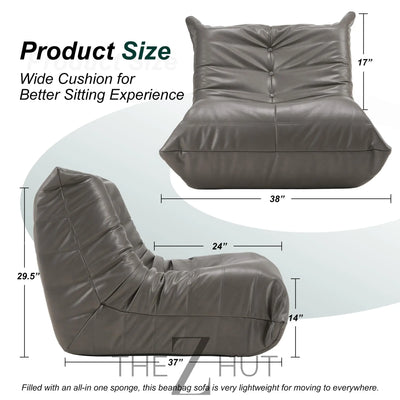 Hobestluk Bean Bag Chair Giant Bean Bag Sofa Memory Foam Bean Bag Chairs for Adults, Bean Bag Couches Faux Leather Bean Bag Chairs for Living Room Bedroom Dorm Office (Brown) THE Z HUT