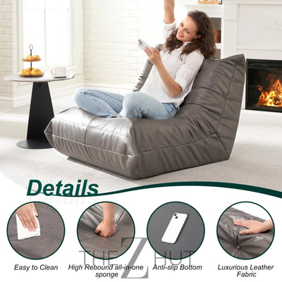 Hobestluk Bean Bag Chair Giant Bean Bag Sofa Memory Foam Bean Bag Chairs for Adults, Bean Bag Couches Faux Leather Bean Bag Chairs for Living Room Bedroom Dorm Office (Brown) THE Z HUT