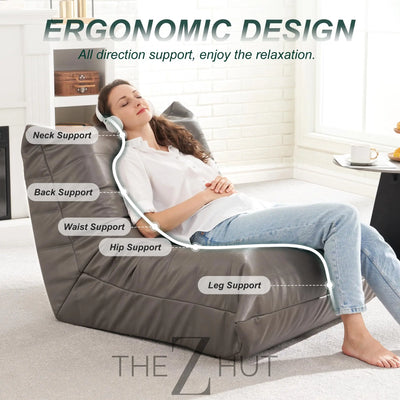 Hobestluk Bean Bag Chair Giant Bean Bag Sofa Memory Foam Bean Bag Chairs for Adults, Bean Bag Couches Faux Leather Bean Bag Chairs for Living Room Bedroom Dorm Office (Brown) THE Z HUT