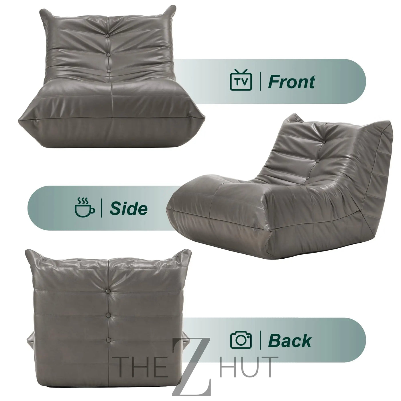 Hobestluk Bean Bag Chair Giant Bean Bag Sofa Memory Foam Bean Bag Chairs for Adults, Bean Bag Couches Faux Leather Bean Bag Chairs for Living Room Bedroom Dorm Office (Brown) THE Z HUT