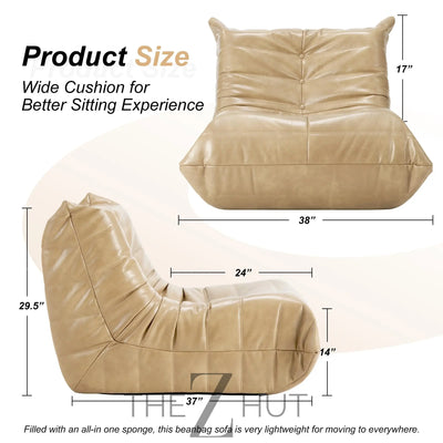 Hobestluk Bean Bag Chair Giant Bean Bag Sofa Memory Foam Bean Bag Chairs for Adults, Bean Bag Couches Faux Leather Bean Bag Chairs for Living Room Bedroom Dorm Office (Brown) THE Z HUT