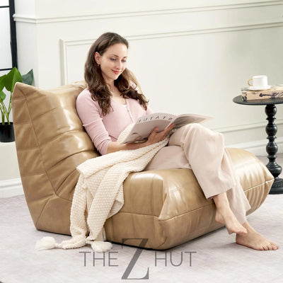 Hobestluk Bean Bag Chair Giant Bean Bag Sofa Memory Foam Bean Bag Chairs for Adults, Bean Bag Couches Faux Leather Bean Bag Chairs for Living Room Bedroom Dorm Office (Brown) THE Z HUT