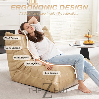 Hobestluk Bean Bag Chair Giant Bean Bag Sofa Memory Foam Bean Bag Chairs for Adults, Bean Bag Couches Faux Leather Bean Bag Chairs for Living Room Bedroom Dorm Office (Brown) THE Z HUT