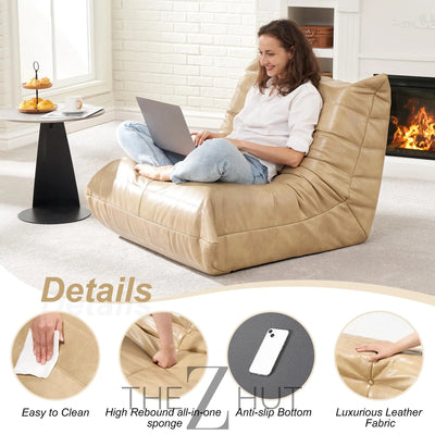Hobestluk Bean Bag Chair Giant Bean Bag Sofa Memory Foam Bean Bag Chairs for Adults, Bean Bag Couches Faux Leather Bean Bag Chairs for Living Room Bedroom Dorm Office (Brown) THE Z HUT