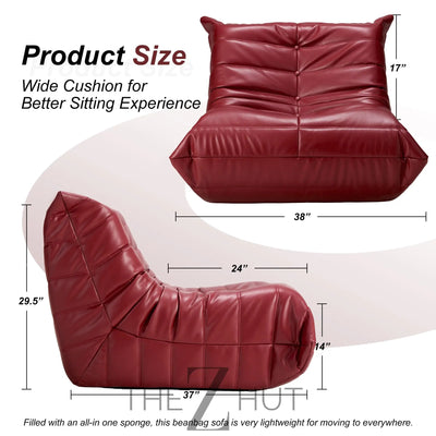 Hobestluk Bean Bag Chair Giant Bean Bag Sofa Memory Foam Bean Bag Chairs for Adults, Bean Bag Couches Faux Leather Bean Bag Chairs for Living Room Bedroom Dorm Office (Brown) THE Z HUT