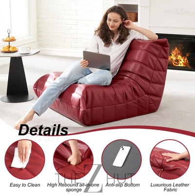 Hobestluk Bean Bag Chair Giant Bean Bag Sofa Memory Foam Bean Bag Chairs for Adults, Bean Bag Couches Faux Leather Bean Bag Chairs for Living Room Bedroom Dorm Office (Brown) THE Z HUT
