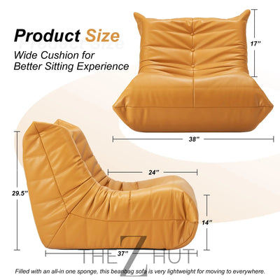 Hobestluk Bean Bag Chair Giant Bean Bag Sofa Memory Foam Bean Bag Chairs for Adults, Bean Bag Couches Faux Leather Bean Bag Chairs for Living Room Bedroom Dorm Office (Brown) THE Z HUT