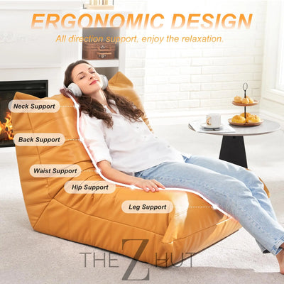 Hobestluk Bean Bag Chair Giant Bean Bag Sofa Memory Foam Bean Bag Chairs for Adults, Bean Bag Couches Faux Leather Bean Bag Chairs for Living Room Bedroom Dorm Office (Brown) THE Z HUT