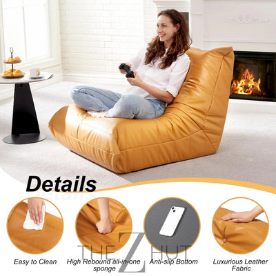Hobestluk Bean Bag Chair Giant Bean Bag Sofa Memory Foam Bean Bag Chairs for Adults, Bean Bag Couches Faux Leather Bean Bag Chairs for Living Room Bedroom Dorm Office (Brown) THE Z HUT