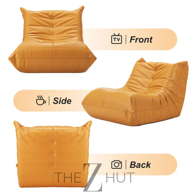 Hobestluk Bean Bag Chair Giant Bean Bag Sofa Memory Foam Bean Bag Chairs for Adults, Bean Bag Couches Faux Leather Bean Bag Chairs for Living Room Bedroom Dorm Office (Brown) THE Z HUT
