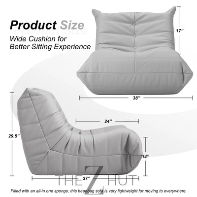 Hobestluk Bean Bag Chair Giant Bean Bag Sofa Memory Foam Bean Bag Chairs for Adults, Bean Bag Couches Faux Leather Bean Bag Chairs for Living Room Bedroom Dorm Office (Brown) THE Z HUT