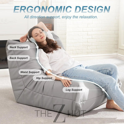 Hobestluk Bean Bag Chair Giant Bean Bag Sofa Memory Foam Bean Bag Chairs for Adults, Bean Bag Couches Faux Leather Bean Bag Chairs for Living Room Bedroom Dorm Office (Brown) THE Z HUT