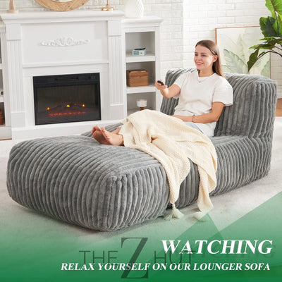 Hobestluk Big Bean Bag Lounger Chairs Large Beanbag Chair for Adults Bean Bag Sofa with Memory Foam Filled for Living Room, Bedroom or Balcony (Grey) THE Z HUT