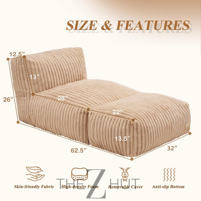 Hobestluk Big Bean Bag Lounger Chairs Large Beanbag Chair for Adults Bean Bag Sofa with Memory Foam Filled for Living Room, Bedroom or Balcony (Grey) THE Z HUT