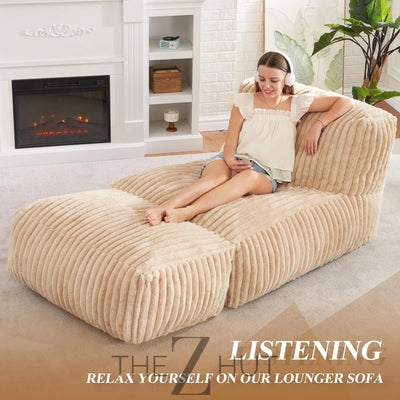 Hobestluk Big Bean Bag Lounger Chairs Large Beanbag Chair for Adults Bean Bag Sofa with Memory Foam Filled for Living Room, Bedroom or Balcony (Grey) THE Z HUT
