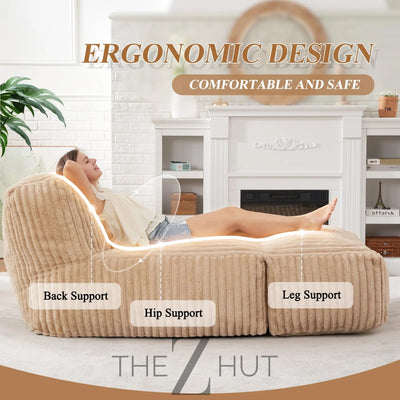 Hobestluk Big Bean Bag Lounger Chairs Large Beanbag Chair for Adults Bean Bag Sofa with Memory Foam Filled for Living Room, Bedroom or Balcony (Grey) THE Z HUT