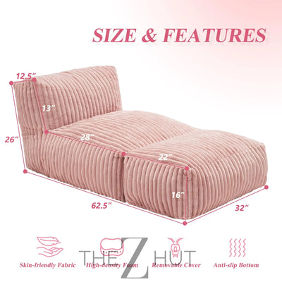 Hobestluk Big Bean Bag Lounger Chairs Large Beanbag Chair for Adults Bean Bag Sofa with Memory Foam Filled for Living Room, Bedroom or Balcony (Grey) THE Z HUT