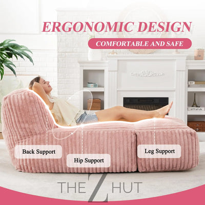 Hobestluk Big Bean Bag Lounger Chairs Large Beanbag Chair for Adults Bean Bag Sofa with Memory Foam Filled for Living Room, Bedroom or Balcony (Grey) THE Z HUT