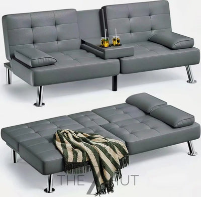 Homall Futon Sofa Bed, Leather Futon Couch with Removable Armrests, Adjustable Recliner Sleeper Sofa Bed with Dual Cup Holders for Living Room, Apartment, Office (Black) THE Z HUT