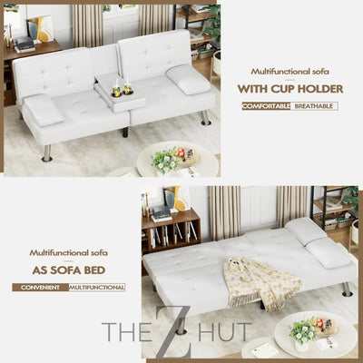 Homall Futon Sofa Bed, Leather Futon Couch with Removable Armrests, Adjustable Recliner Sleeper Sofa Bed with Dual Cup Holders for Living Room, Apartment, Office (Black) THE Z HUT