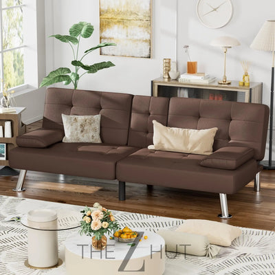Homall Futon Sofa Bed, Leather Futon Couch with Removable Armrests, Adjustable Recliner Sleeper Sofa Bed with Dual Cup Holders for Living Room, Apartment, Office (Black) THE Z HUT