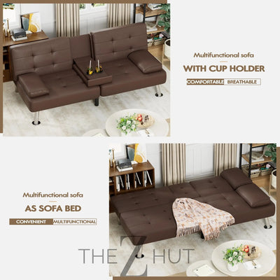 Homall Futon Sofa Bed, Leather Futon Couch with Removable Armrests, Adjustable Recliner Sleeper Sofa Bed with Dual Cup Holders for Living Room, Apartment, Office (Black) THE Z HUT