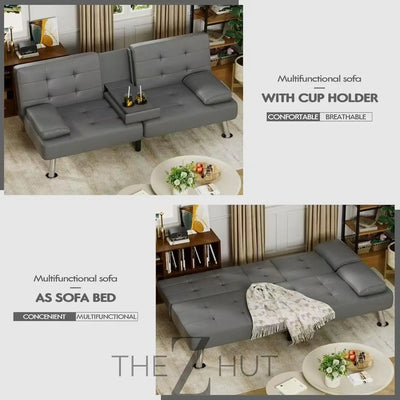 Homall Futon Sofa Bed, Leather Futon Couch with Removable Armrests, Adjustable Recliner Sleeper Sofa Bed with Dual Cup Holders for Living Room, Apartment, Office (Black) THE Z HUT