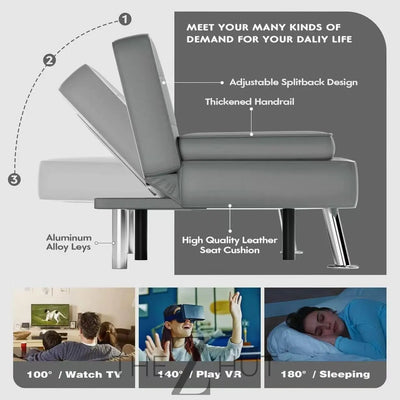 Homall Futon Sofa Bed, Leather Futon Couch with Removable Armrests, Adjustable Recliner Sleeper Sofa Bed with Dual Cup Holders for Living Room, Apartment, Office (Black) THE Z HUT