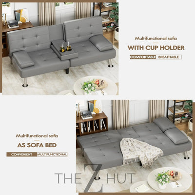 Homall Futon Sofa Bed, Leather Futon Couch with Removable Armrests, Adjustable Recliner Sleeper Sofa Bed with Dual Cup Holders for Living Room, Apartment, Office (Black) THE Z HUT