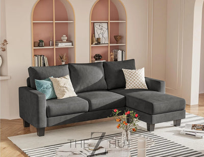 Homall Sofa for Living Room, Couch with Convertible Chaise, 3 Seat L-Shaped Sofas, Comfy Corduroy Couches for Apartment, Small Space, Cream THE Z HUT