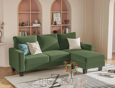 Homall Sofa for Living Room, Couch with Convertible Chaise, 3 Seat L-Shaped Sofas, Comfy Corduroy Couches for Apartment, Small Space, Cream THE Z HUT